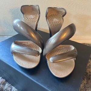 Julian Hakes Mojito Pumps Ladies Size 39 Taupe/Bronze Heel Designer Shoes